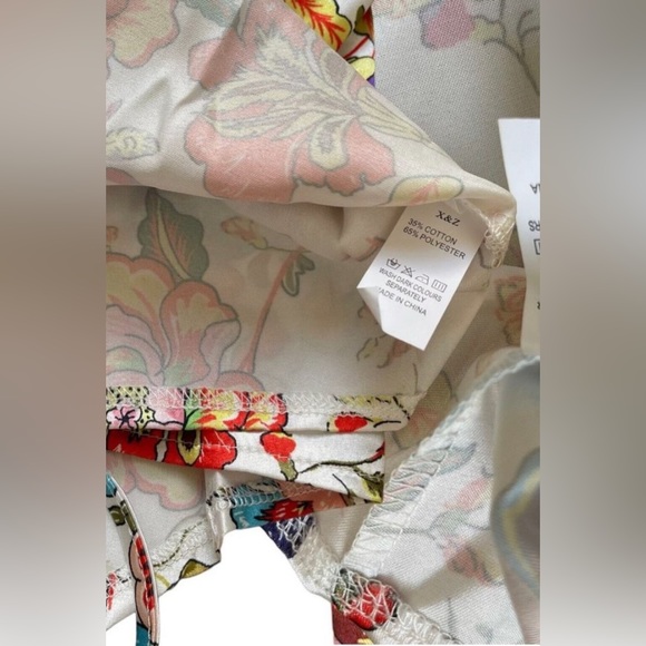 Womens Cut Out Mini Dress Large Cotton Flower Red Pink Floral Print No Stretchy - Picture 15 of 16